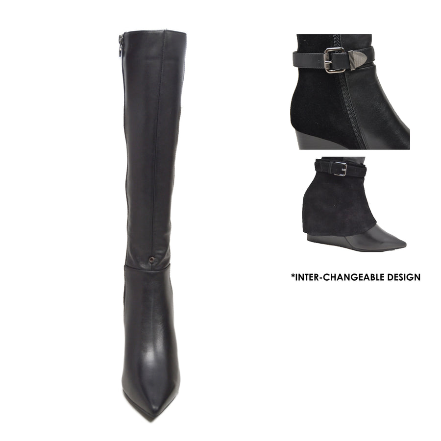 Paris Leather Lamb Suede 3-in-1 Wedge Dress Boot: Effortlessly Stylish and Versatile
